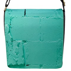 Teal Brick Texture Flap Closure Messenger Bag (s) by artworkshop