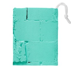 Teal Brick Texture Drawstring Pouch (5XL)