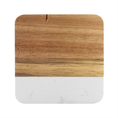 Teal Brick Texture Marble Wood Coaster (Square)