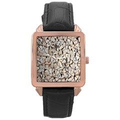 Texture Pattern Design Rose Gold Leather Watch 