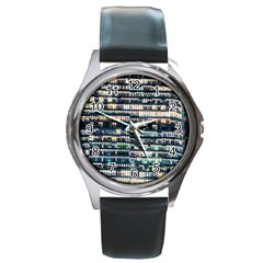 Texture Pattern Round Metal Watch by artworkshop