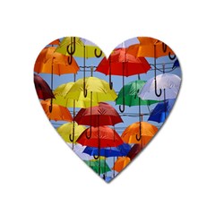 Umbrellas Colourful Heart Magnet by artworkshop