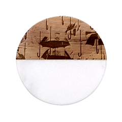 Umbrellas Colourful Classic Marble Wood Coaster (round)  by artworkshop