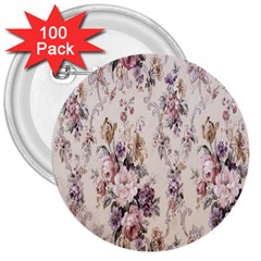 Vintage Floral Pattern 3  Buttons (100 Pack) 