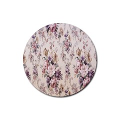 Vintage Floral Pattern Rubber Round Coaster (4 Pack)