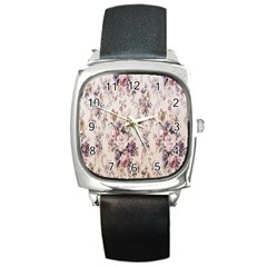 Vintage Floral Pattern Square Metal Watch