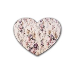 Vintage Floral Pattern Rubber Heart Coaster (4 Pack)