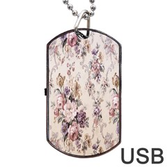 Vintage Floral Pattern Dog Tag Usb Flash (two Sides)