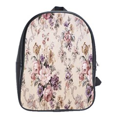 Vintage Floral Pattern School Bag (xl)