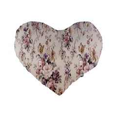Vintage Floral Pattern Standard 16  Premium Heart Shape Cushions