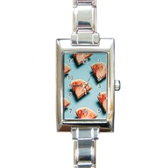 Watermelon Against Blue Surface Pattern Rectangle Italian Charm Watch