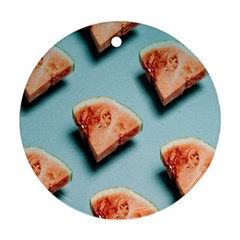 Watermelon Against Blue Surface Pattern Ornament (Round)