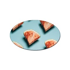 Watermelon Against Blue Surface Pattern Sticker (Oval)