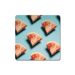 Watermelon Against Blue Surface Pattern Square Magnet