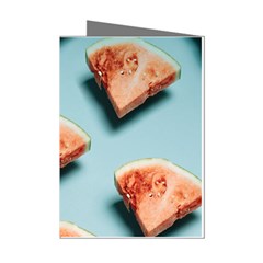 Watermelon Against Blue Surface Pattern Mini Greeting Cards (Pkg of 8)