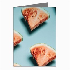 Watermelon Against Blue Surface Pattern Greeting Cards (pkg Of 8)