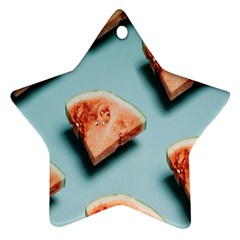 Watermelon Against Blue Surface Pattern Star Ornament (Two Sides)