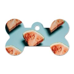 Watermelon Against Blue Surface Pattern Dog Tag Bone (One Side)