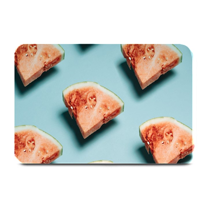 Watermelon Against Blue Surface Pattern Plate Mats