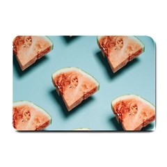 Watermelon Against Blue Surface Pattern Small Doormat by artworkshop