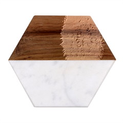 White Flower Marble Wood Coaster (hexagon) 