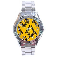 Yellow Regal Filagree Pattern Stainless Steel Analogue Watch by artworkshop