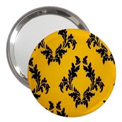 Yellow Regal Filagree Pattern 3  Handbag Mirrors