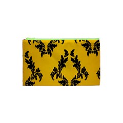 Yellow Regal Filagree Pattern Cosmetic Bag (xs) by artworkshop