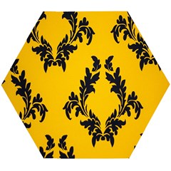 Yellow Regal Filagree Pattern Wooden Puzzle Hexagon by artworkshop