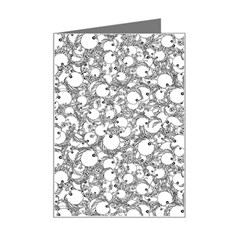 Black And White Alien Drawing Motif Pattern Mini Greeting Card by dflcprintsclothing