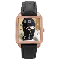 Ski Mask  Rose Gold Leather Watch  by Holyville