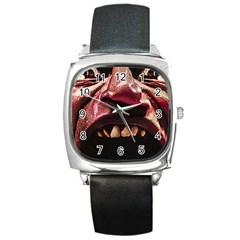 Scary Man Closeup Portrait Illustration Square Metal Watch by dflcprintsclothing