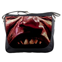 Scary Man Closeup Portrait Illustration Messenger Bag by dflcprintsclothing