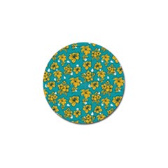 Turquoise And Yellow Floral Golf Ball Marker (4 Pack) by fructosebat