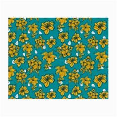 Turquoise And Yellow Floral Small Glasses Cloth by fructosebat