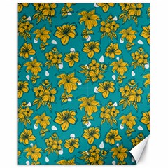 Turquoise And Yellow Floral Canvas 16  X 20  by fructosebat