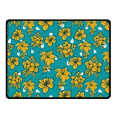 Turquoise And Yellow Floral One Side Fleece Blanket (small) by fructosebat