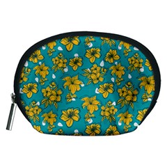 Turquoise And Yellow Floral Accessory Pouch (medium)