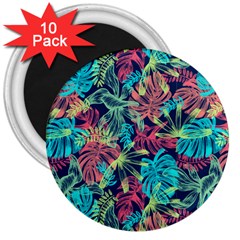 Neon Leaves 3  Magnets (10 Pack) 