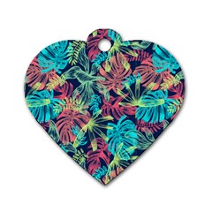 Neon Leaves Dog Tag Heart (One Side)