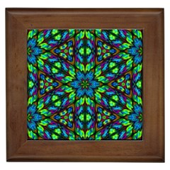 Blue Green Kaleidoscope Framed Tile by bloomingvinedesign