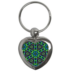 Blue Green Kaleidoscope Key Chain (heart)