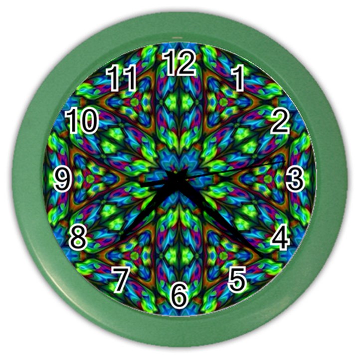 Blue Green Kaleidoscope Color Wall Clock