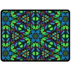 Blue Green Kaleidoscope One Side Fleece Blanket (large) by bloomingvinedesign