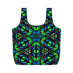 Blue Green Kaleidoscope Full Print Recycle Bag (m) by bloomingvinedesign