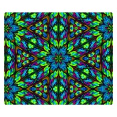 Blue Green Kaleidoscope One Side Premium Plush Fleece Blanket (small) by bloomingvinedesign