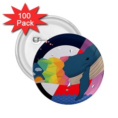 Whale Moon Ocean Digital Art 2 25  Buttons (100 Pack) 