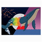 Whale Moon Ocean Digital Art Large Glasses Cloth (2 Sides) Back