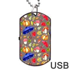 Autumn Seamless Background Leaves Dog Tag Usb Flash (two Sides) by Jancukart