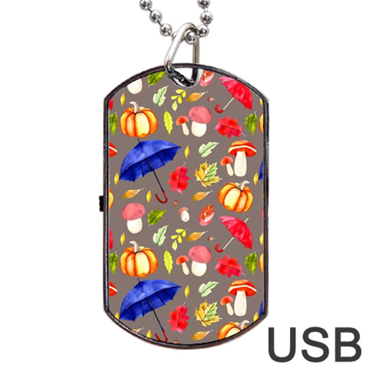 Autumn Seamless Background Leaves Dog Tag USB Flash (Two Sides)